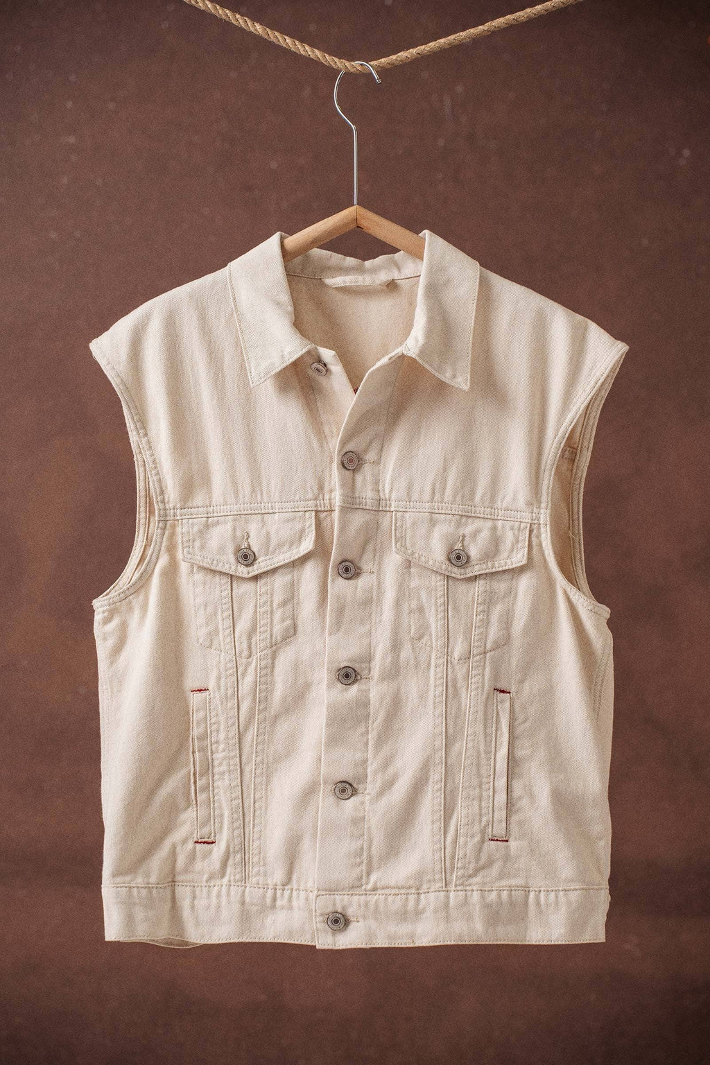 Western Sunset Embroidered Denim Vest: DENIM BLUE / S-2/M-2/L-2