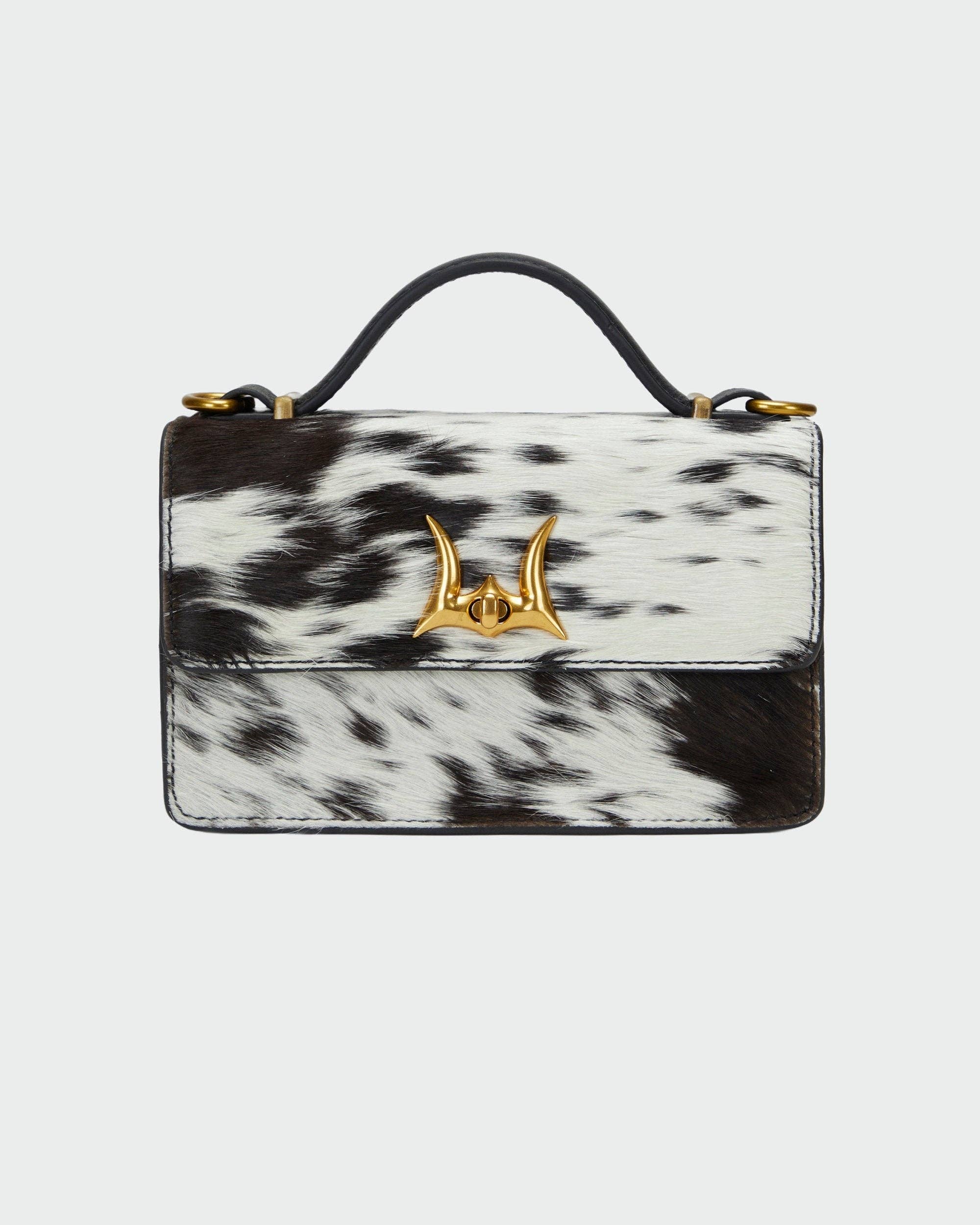 Loyal West Valencia Leather Bag - Black & White Cowhide