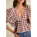 Gingham Bubble Sleeve Top