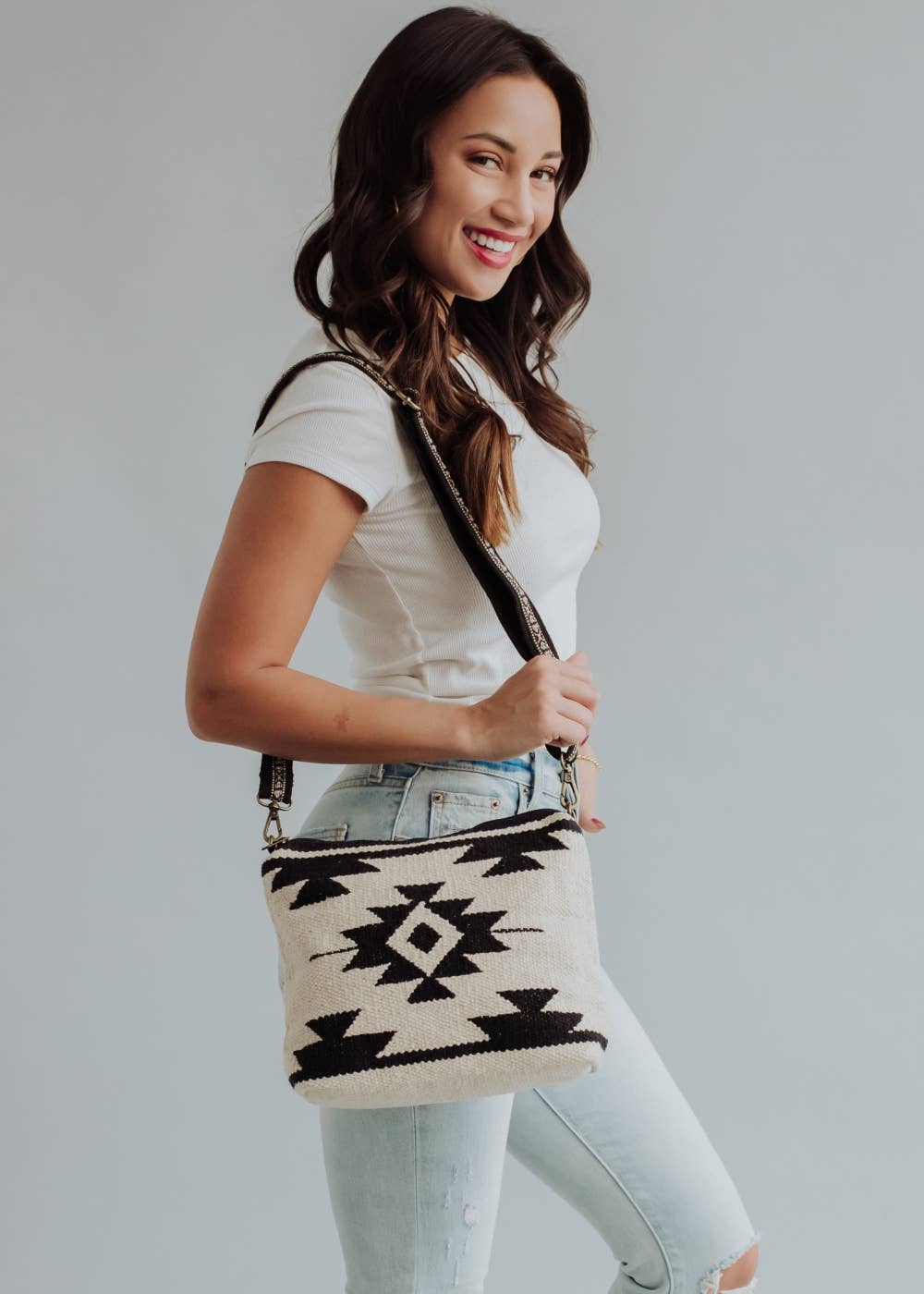 Cream & Black Aztec Crossbody