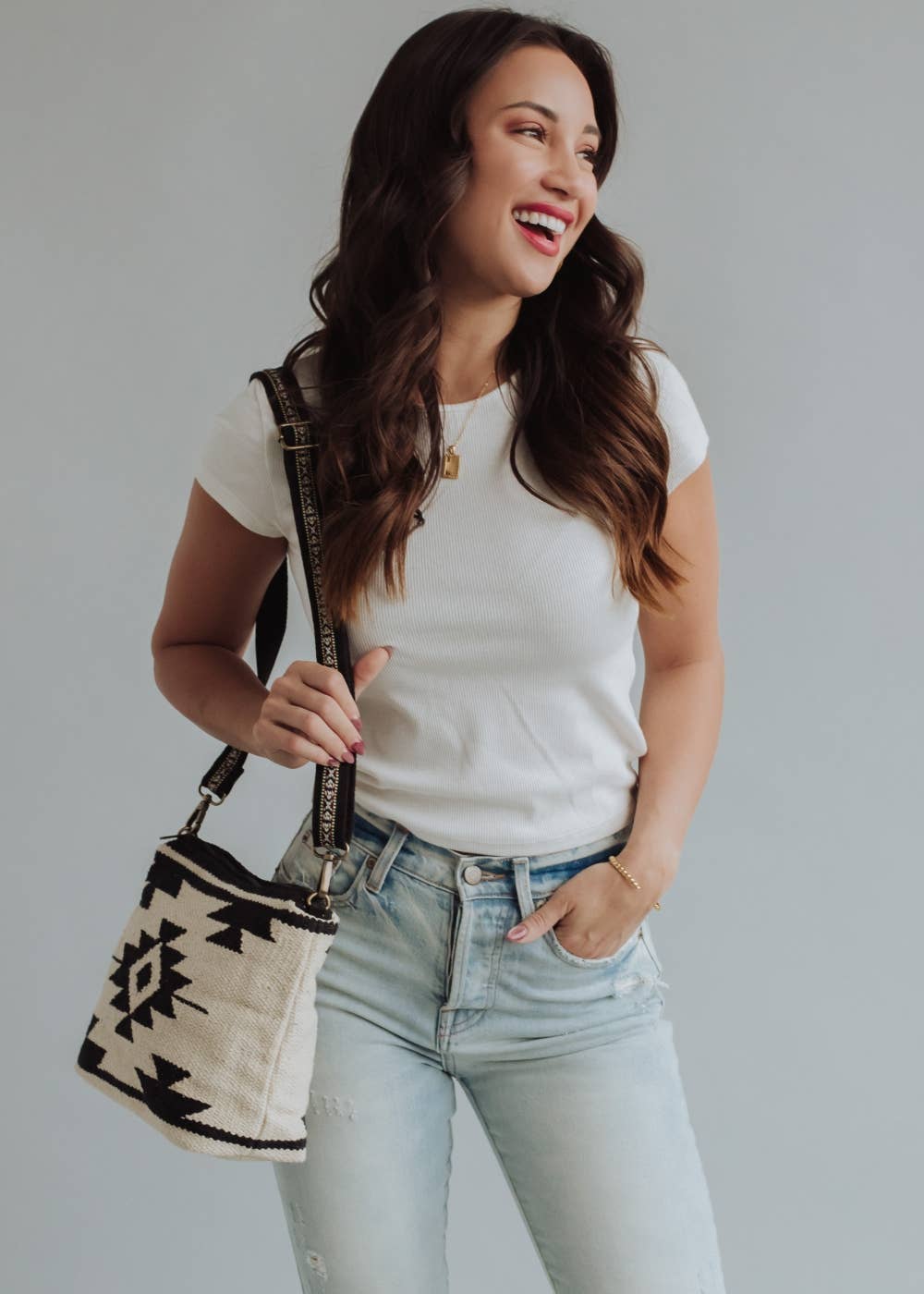 Cream & Black Aztec Crossbody