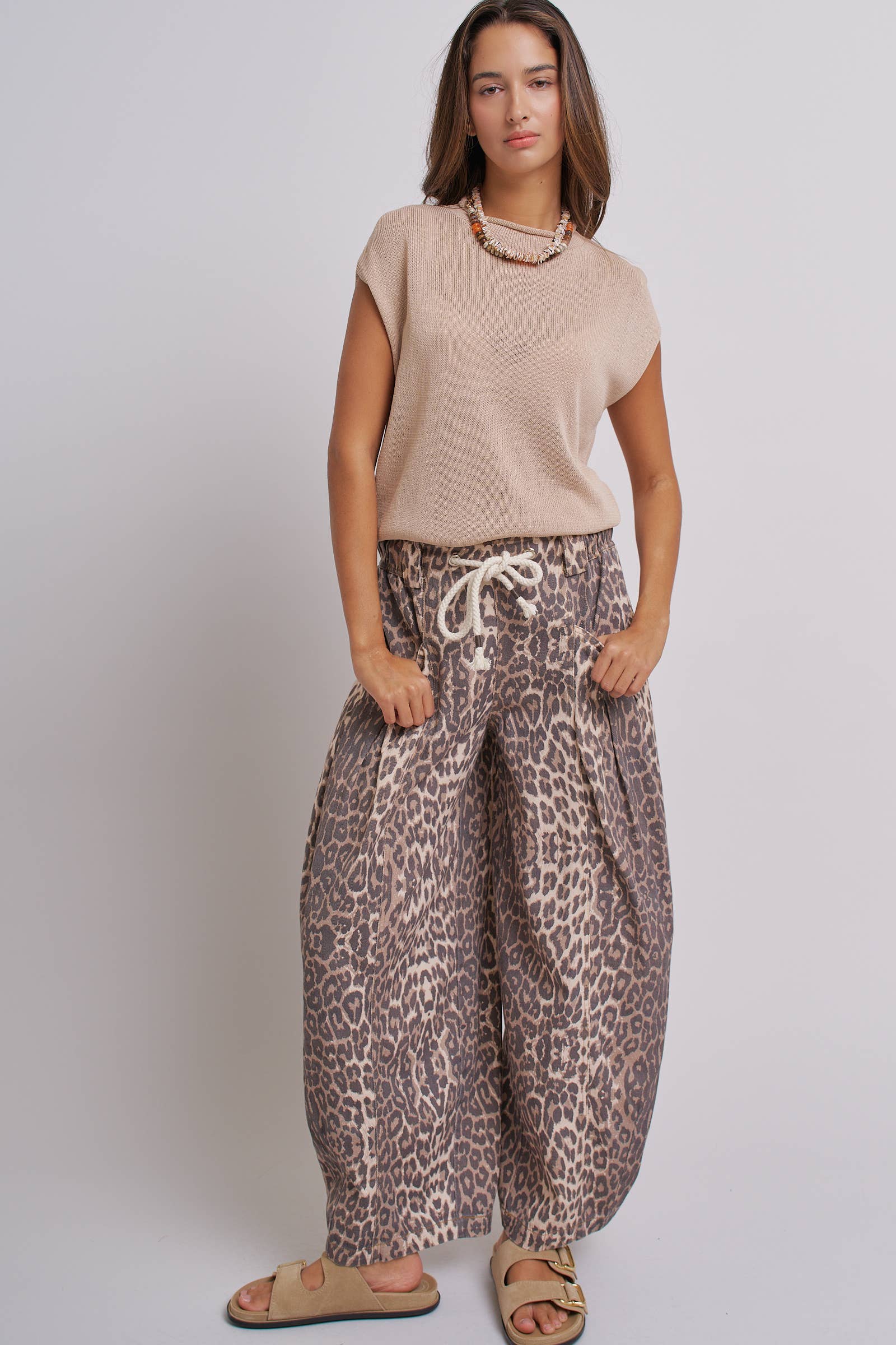 Leopard Rope Drawstring Balloon Pants