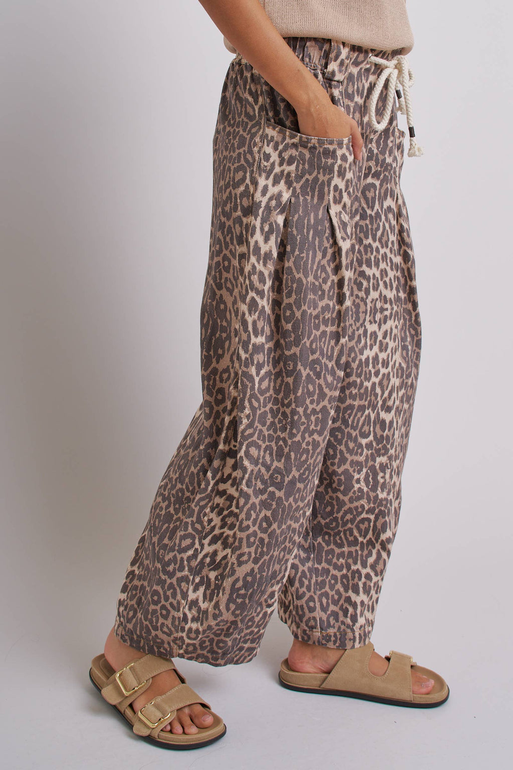 Leopard Rope Drawstring Balloon Pants